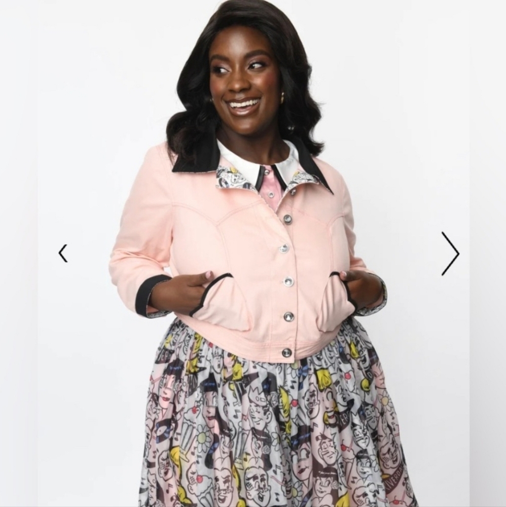 Betty & Veronica X Unique Vintage Village Archies Girls Cropped Jacket Pink 1X